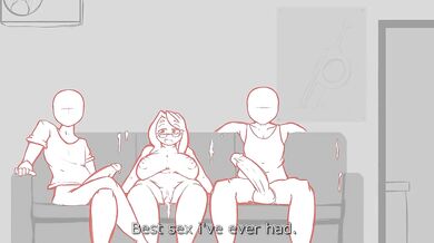 'A furious lover betrays her partner with two men in a hot and steamy three-way!'