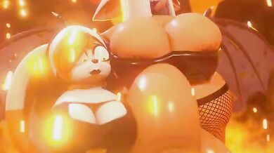 The hellishly delicious Vanilla, ridden by the mighty dinopony, is about to get wild and wet!