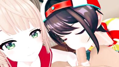 "Rubbing Hentai Cream: Oozora Subaru and Syigure Ui in Hololive with Robin00!"