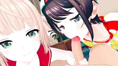 "Rubbing Hentai Cream: Oozora Subaru and Syigure Ui in Hololive with Robin00!"