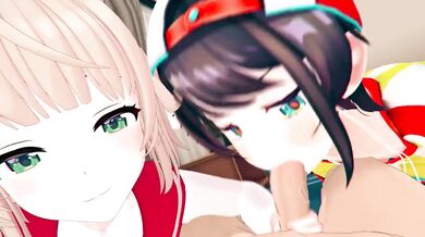 "Rubbing Hentai Cream: Oozora Subaru and Syigure Ui in Hololive with Robin00!"