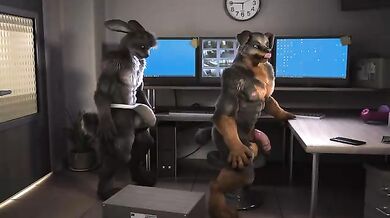 'Security officer gets fucked by Hans Richter in the office'