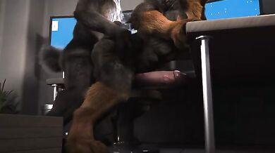 'Security officer gets fucked by Hans Richter in the office'