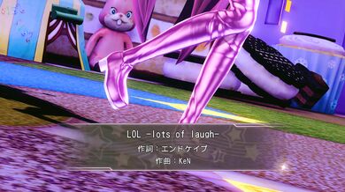Miku, the nude dancer, laughs out loud in LoL as she dances.