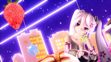 Miku, the nude dancer, laughs out loud in LoL as she dances.