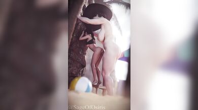 "Beach Babe Bonanza! Lady Dimitrescu and Claire Redfield get steamy in the sand."