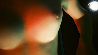 'Bluemooon as Rogue Amendiares and Vincent (as Johnny Silverhand) engage in a passionate love scene in the moonlight.'