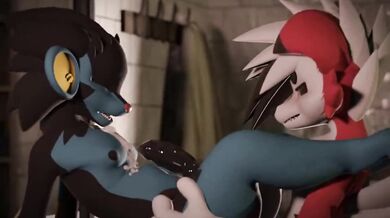 "Dominating the Den with their Dicks: A Wolf and a Luxray Show Off their Supernatural Sizes in a Night of Passionate Pleasure"
