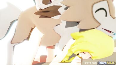 '"Lillie, The Sexy Lycanroc, and Rave MMD"