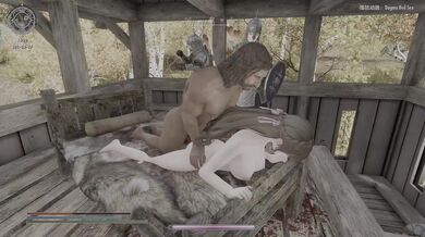 Sex on the bed with a sexy Skyrim warrior!