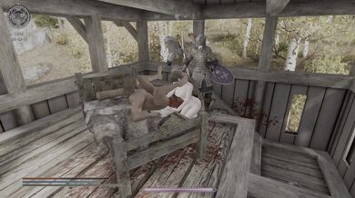 Sex on the bed with a sexy Skyrim warrior!