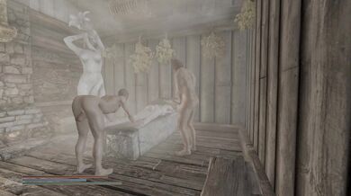 In the privacy of a public restroom, a forbidden romance unfolds between a Nordic warrior and an elven thief.