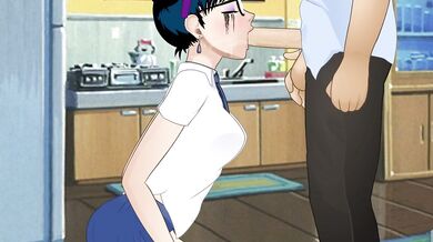 The erotic delight of a deep throat blowjob followed by a swallow.