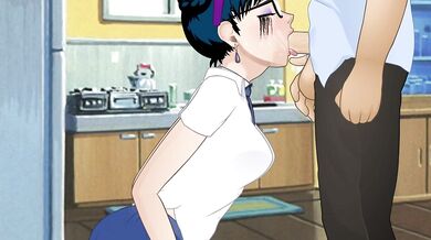 The erotic delight of a deep throat blowjob followed by a swallow.