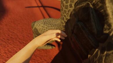 In the fantastical land of Eldoria, a brave human rider and his trusted steed take flight on an erotic adventure with a fiery dragon.