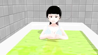"Sexy Cocoa finds herself soaking in a hot bath, and decides to take off her cute anime outfit for some fun."