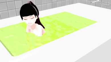 "Sexy Cocoa finds herself soaking in a hot bath, and decides to take off her cute anime outfit for some fun."