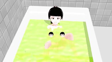 "Sexy Cocoa finds herself soaking in a hot bath, and decides to take off her cute anime outfit for some fun."