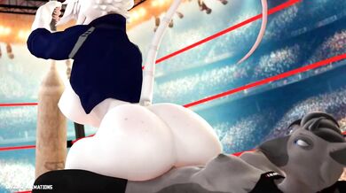 The "White Furry Thing" gets Reverse-Cowboy Ridden by a Sexy Cowgirl with a Big...