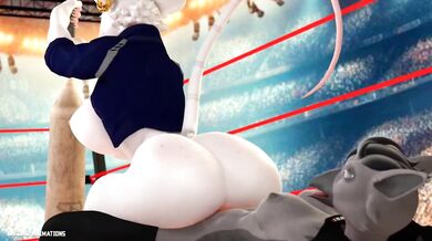 The "White Furry Thing" gets Reverse-Cowboy Ridden by a Sexy Cowgirl with a Big...