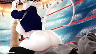 The "White Furry Thing" gets Reverse-Cowboy Ridden by a Sexy Cowgirl with a Big...