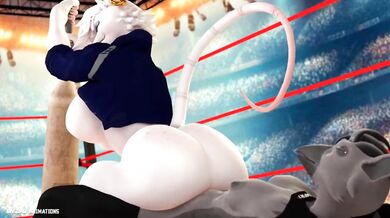 The "White Furry Thing" gets Reverse-Cowboy Ridden by a Sexy Cowgirl with a Big...