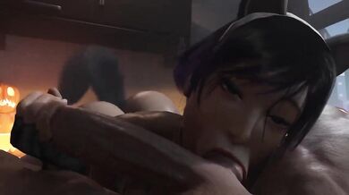 'Reina Mishima Sucking Balls While Giving a Handjob Roundgine'