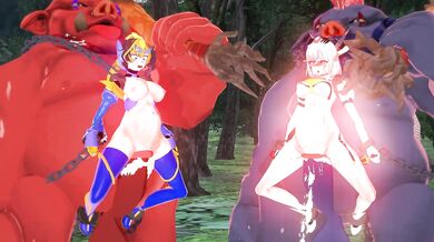 Jeanne & Aguilera fuck by monster