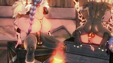 'Shenhe, Ganyu and Xianyu: The Cow Print Group Sex - WoHaolei (Cow Hentai Porn)'