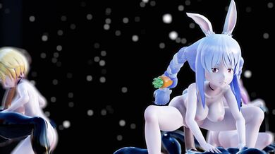 'Wet Dreams Orgy with Aqua, Mel & Pekora (Nude) [Masturbate]'