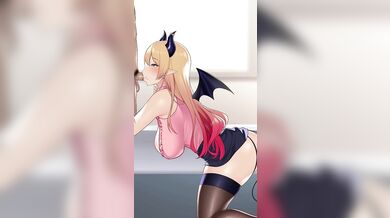 "Young and inexperienced girlfriend gets fucked by her older boyfriend on the kitchen table, while his roommate watches from behind a glass door."