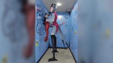 'Tentacle Love in the Bathroom: Stolas and Moxxie with Chocoscorner, nap's art & Valorlynz [Hentai Porn]'