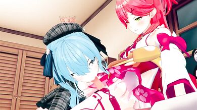 "Hentai Holo Live Action with Sakura Miko and Suisei Hoshimachi"