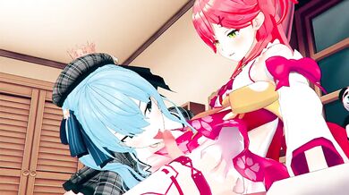 "Hentai Holo Live Action with Sakura Miko and Suisei Hoshimachi"