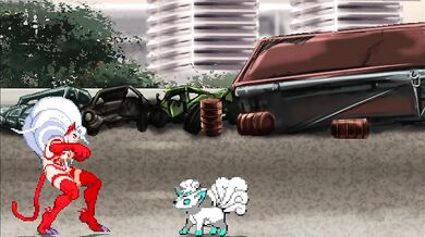 'Felicia's multiple orgasms while fucking a helpless Vulpix in her voluptuous body'.