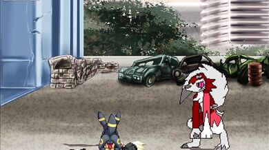 'Lycanroc and Umbreon tying Angel's ass multiple times in a rough anal scene'