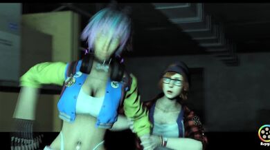 Porn-star Nataly is having an orgasmic moment while her character is getting fucked in every hole by her co-stars in this hentai MV.