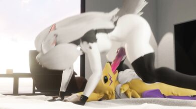 "Futanari lover's passionate face-fucking of the Digital Monster Renamon"