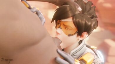 "Cinderella gets fucked by her fairy godmother in a bet with Tracer from Overwatch, and it's all caught on camera by Bewyx."