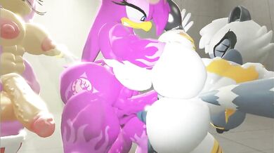 "Watch Amy, Wave and Tangle play with their vibrators in this hot lesbian threesome!"