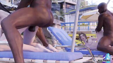 'Final Fantasy VII: A Summer Day in Costa del Sol with Tifa and Aerith (Blacked).'