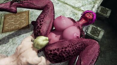 'Rampant Reptilian Romp: A Dragon-Woman's Lustful Libations with a Scaly Suitor'