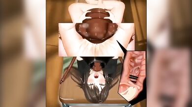 "Biting Desires of the Oribi and Mutsumi with Giant Cockroach on the Table."