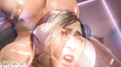 "Futa-loving Domme dominates a helpless submissive in a threesome with her male partner."