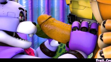 'Horny Bonnie explores Freddy's musky cock with her nose'