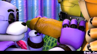 'Horny Bonnie explores Freddy's musky cock with her nose'