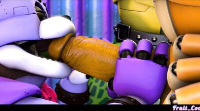 'Horny Bonnie explores Freddy's musky cock with her nose'