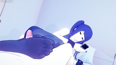 'Creamy Feet, Sweet Satisfaction - A Hentai Adventure with a Blue-Haired Goddess'