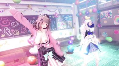 "MILF Lulu and Lize Helesta Suzuhara Dancehall Strip Tease Scene from Porn Movie"