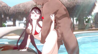 '"Hutao" gets taken by a pool of hungry dicks'